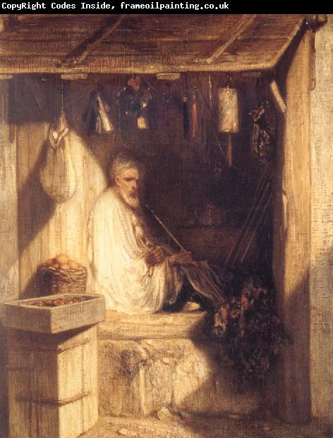 Alexandre Gabriel Decamps Tukish Merchant Smoking in his Shop